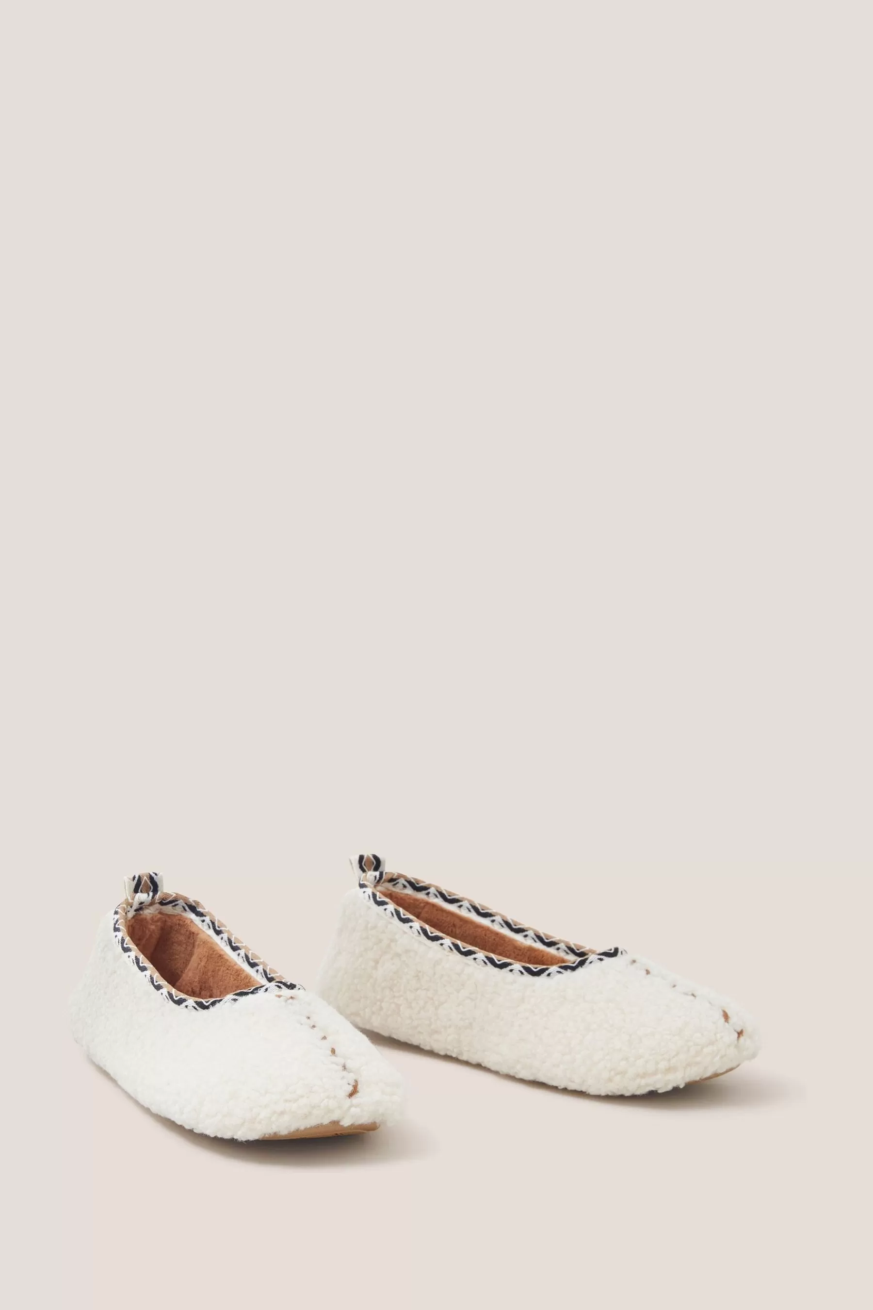 White Stuff Flat- Borg Ballet Slippers Natural