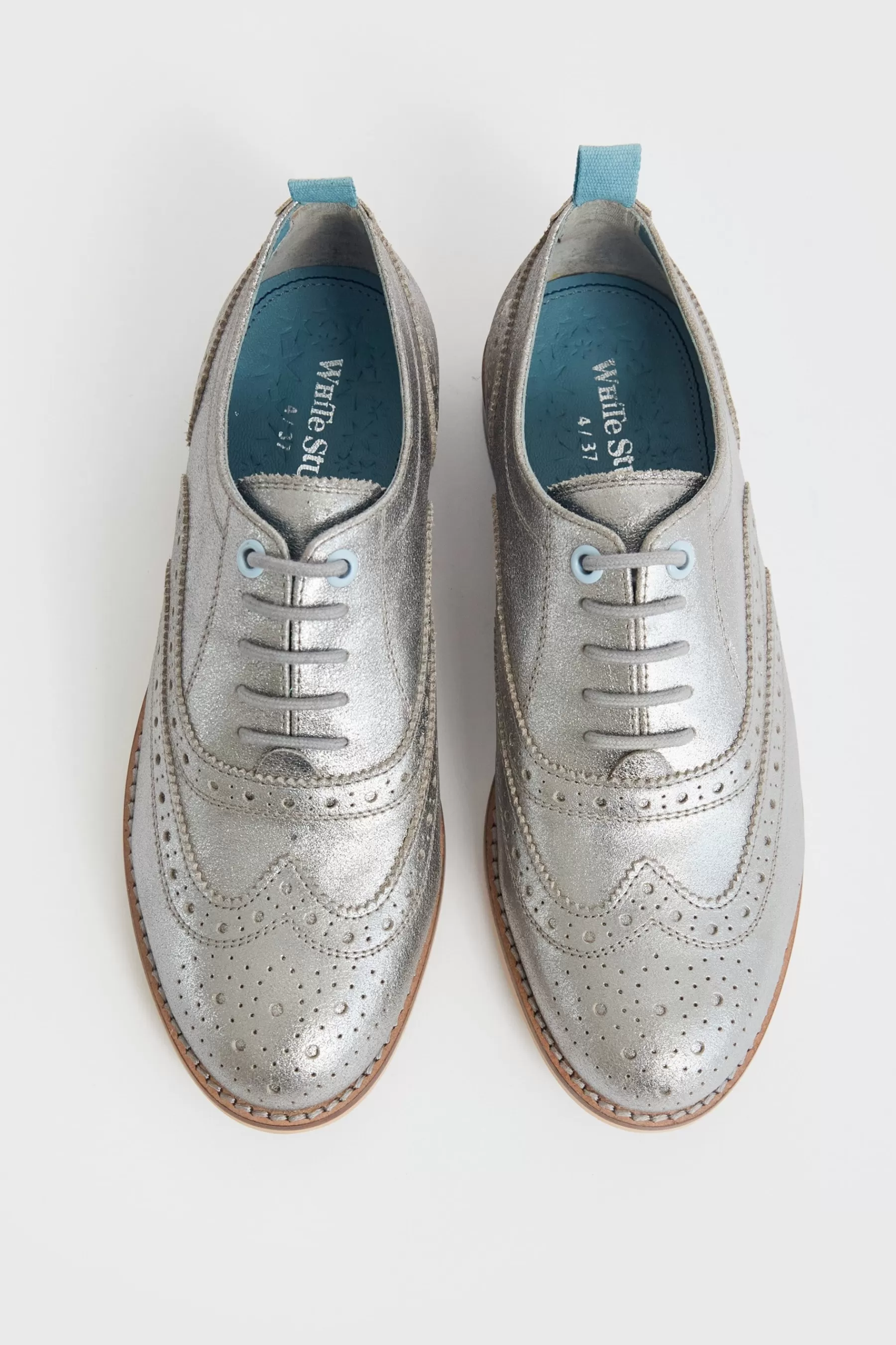 White Stuff Flat- Thistle Lace Up Brogue Shoes Natural