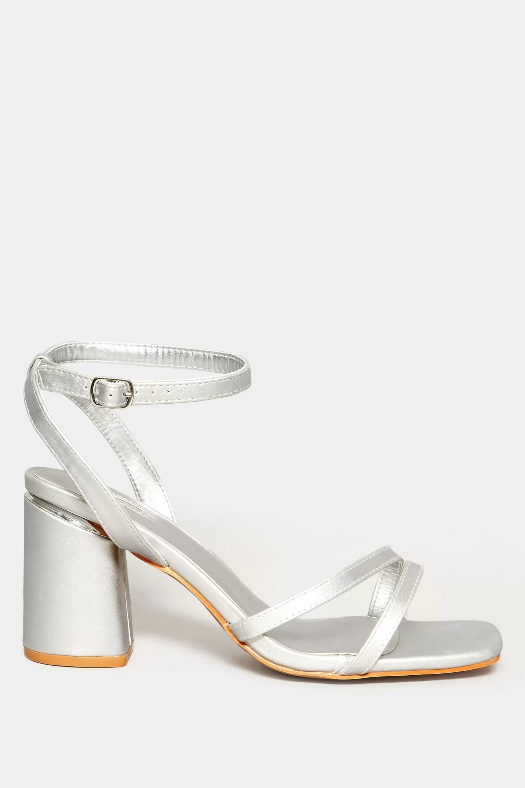 Yours Curve Sandals- Extra-Wide Fit Asymmetric Sandals Silver