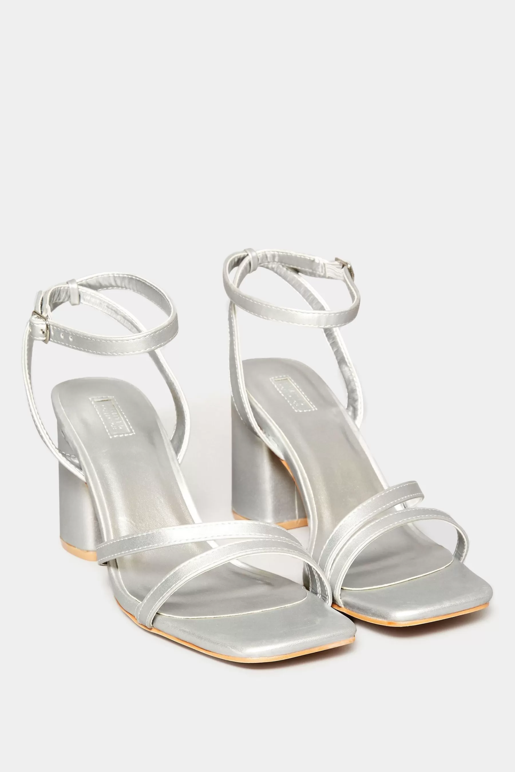 Yours Curve Sandals- Extra-Wide Fit Asymmetric Sandals Silver