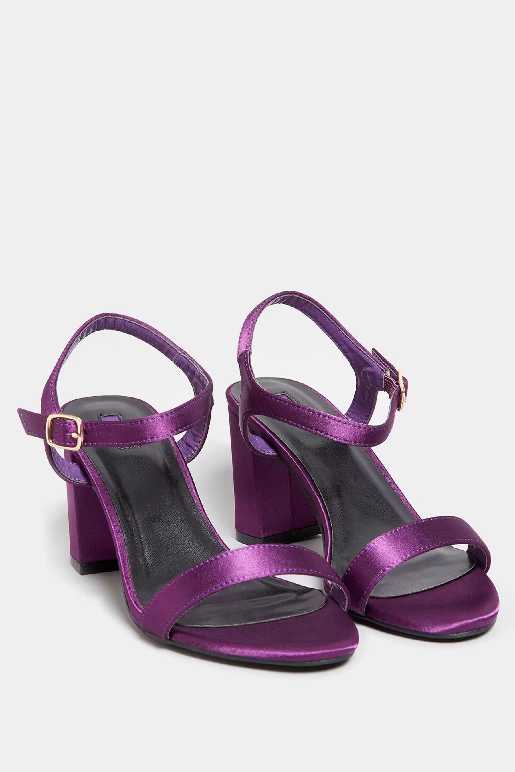 Yours Curve Sandals | Extra-Wide Fit Block Heel Sandals Purple