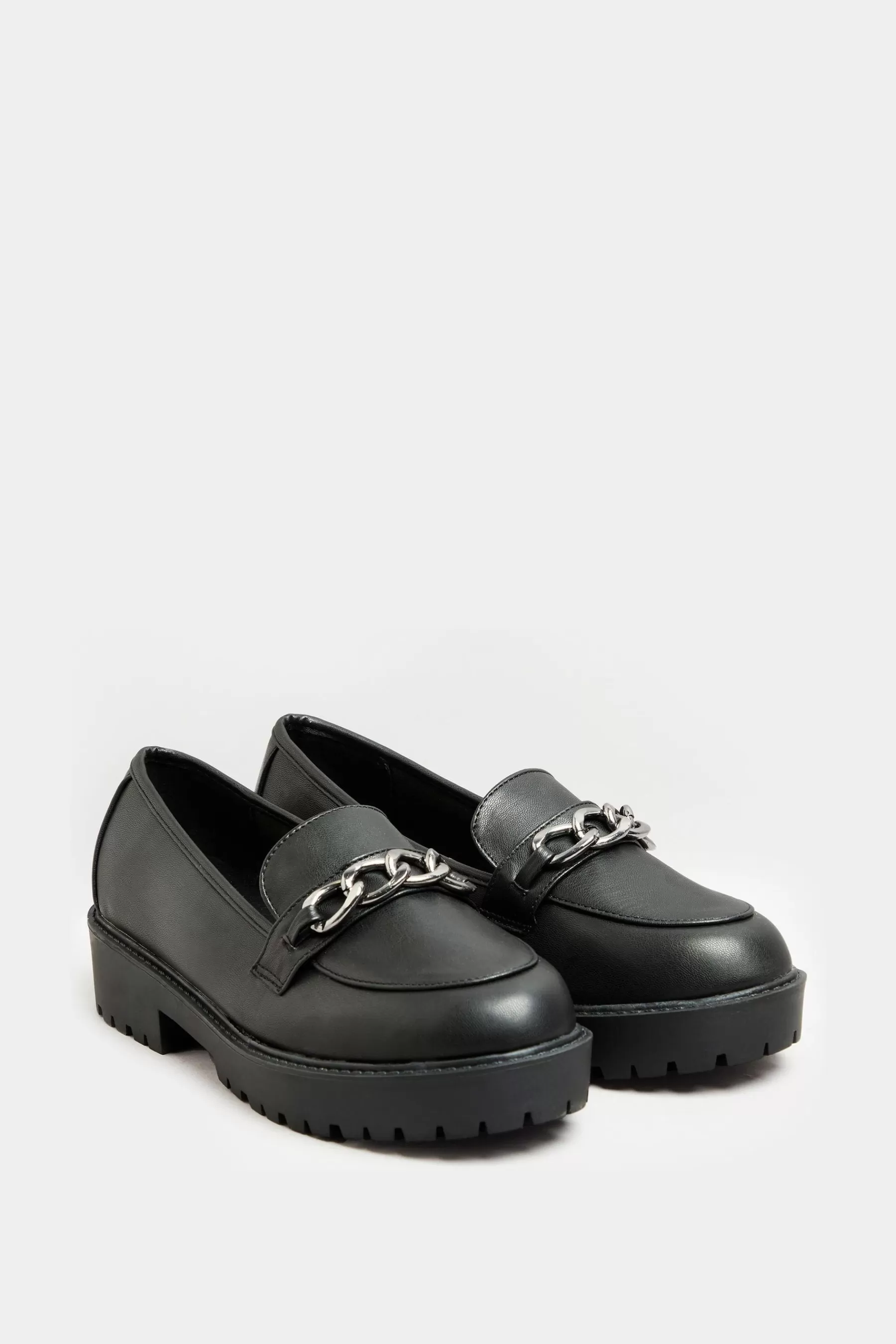 Yours Curve Flat- Extra-Wide Fit Chunky Metal Trim Loafer Black