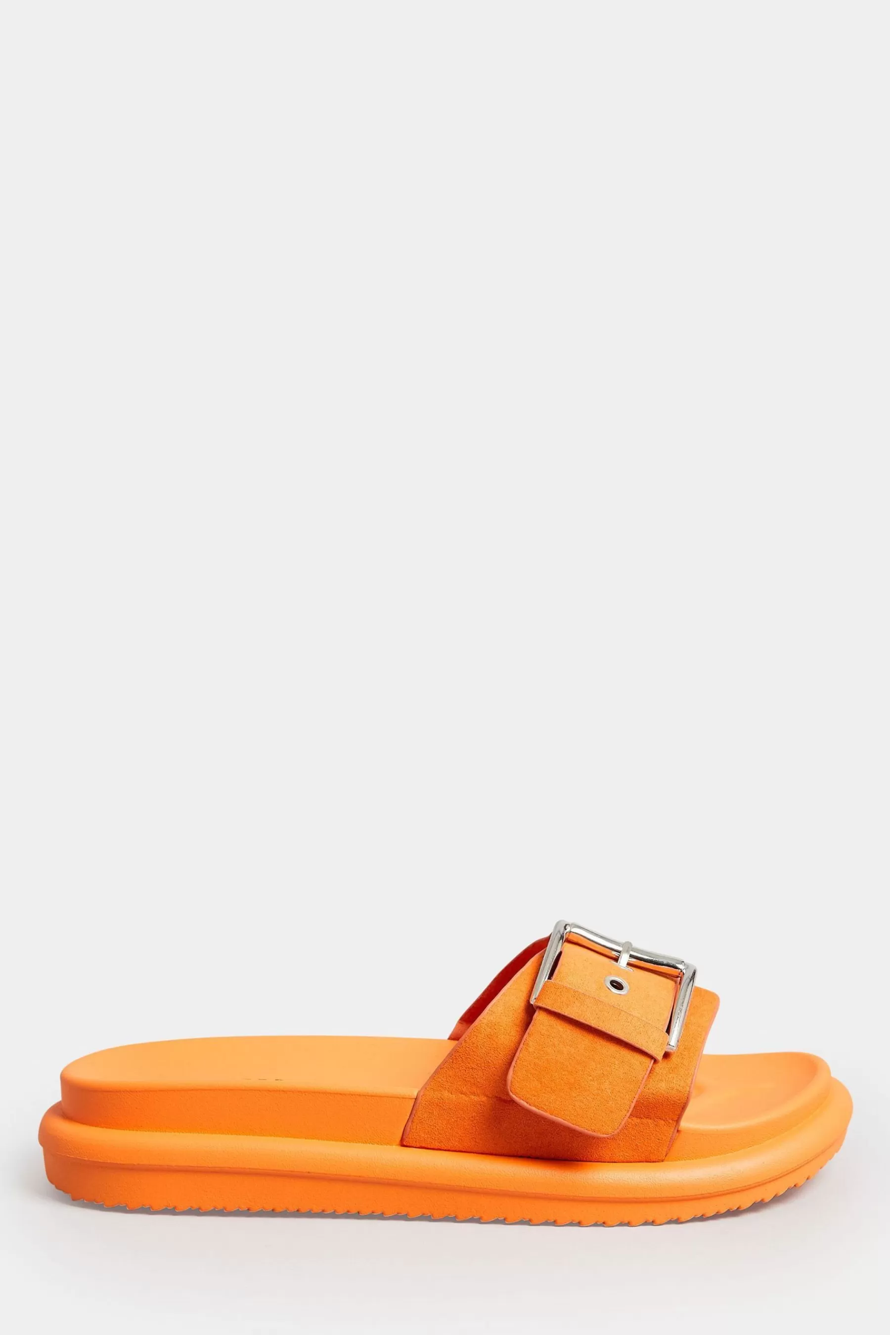 Yours Curve Sandals- Extra-Wide Fit Colour Drench Buckle Mule Orange