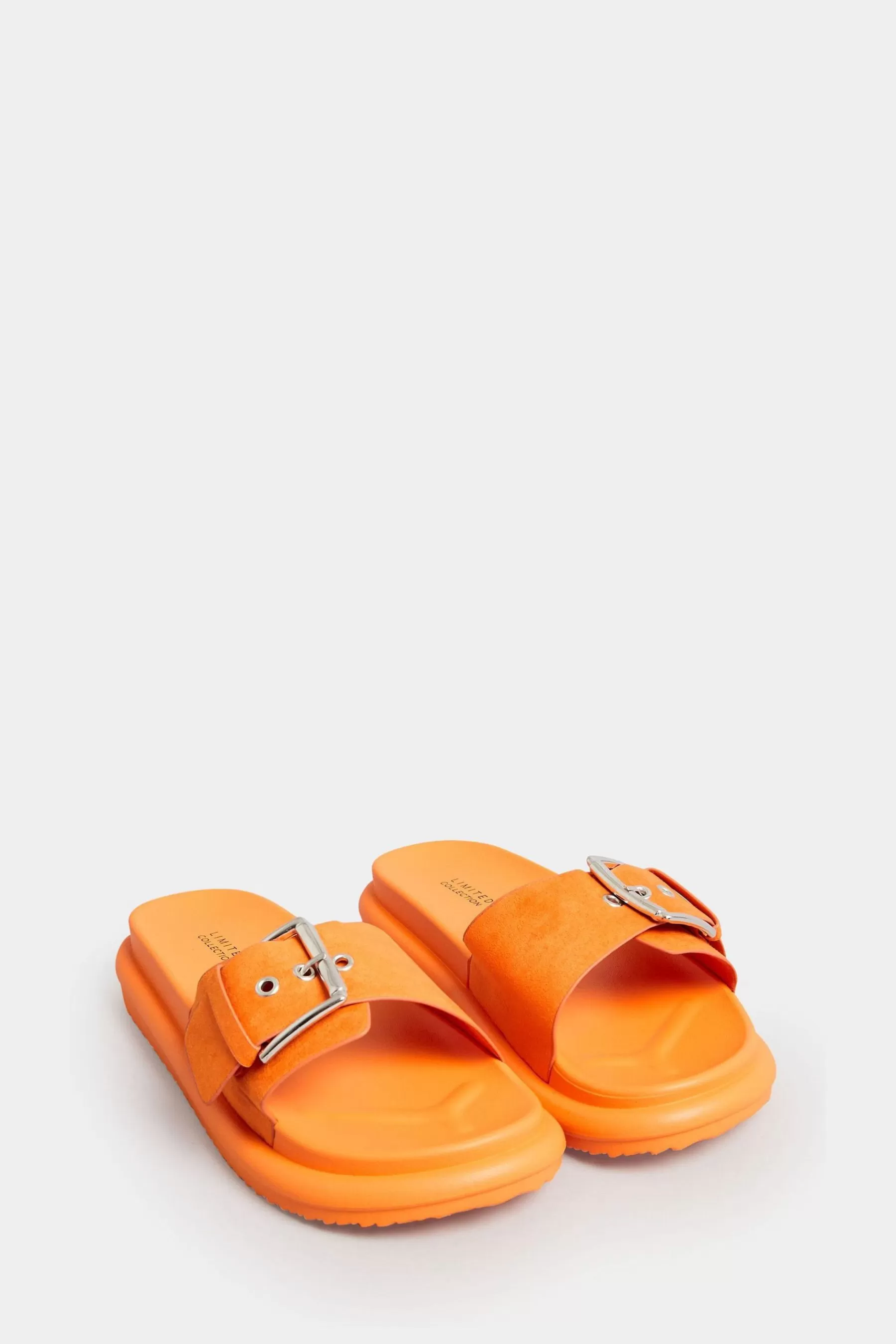 Yours Curve Sandals- Extra-Wide Fit Colour Drench Buckle Mule Orange