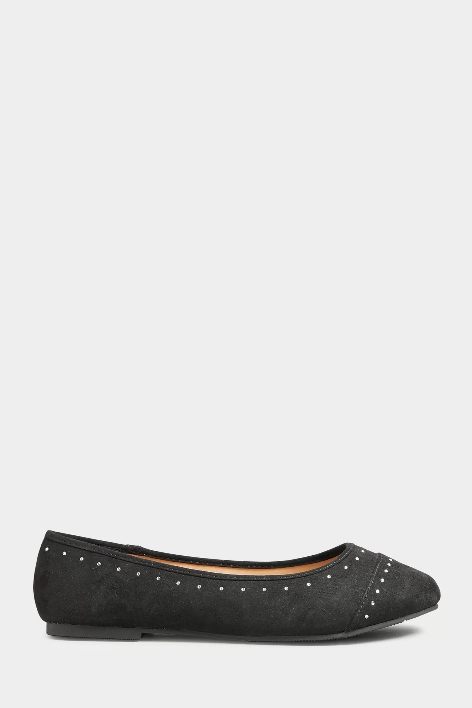 Yours Curve Flat- Extra-Wide Fit Diamante Ballerina Shoes Black