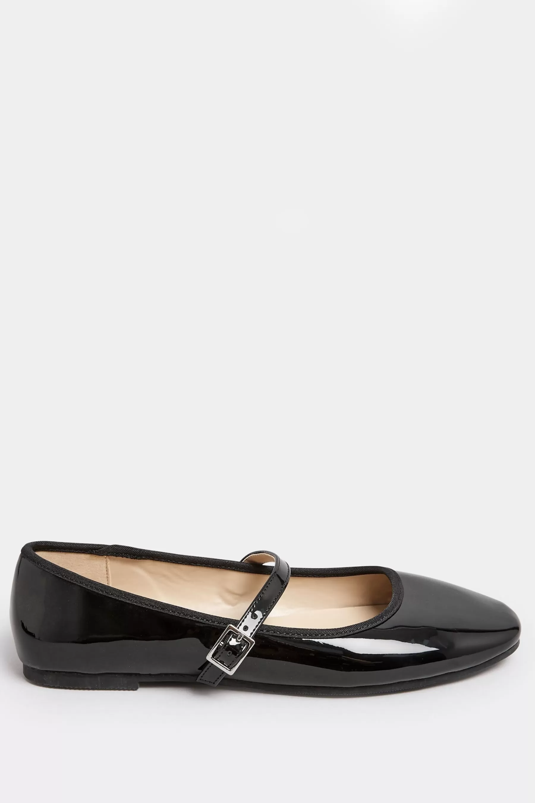 Yours Curve Flat- Extra-Wide Fit Mary Jane Shoes Black