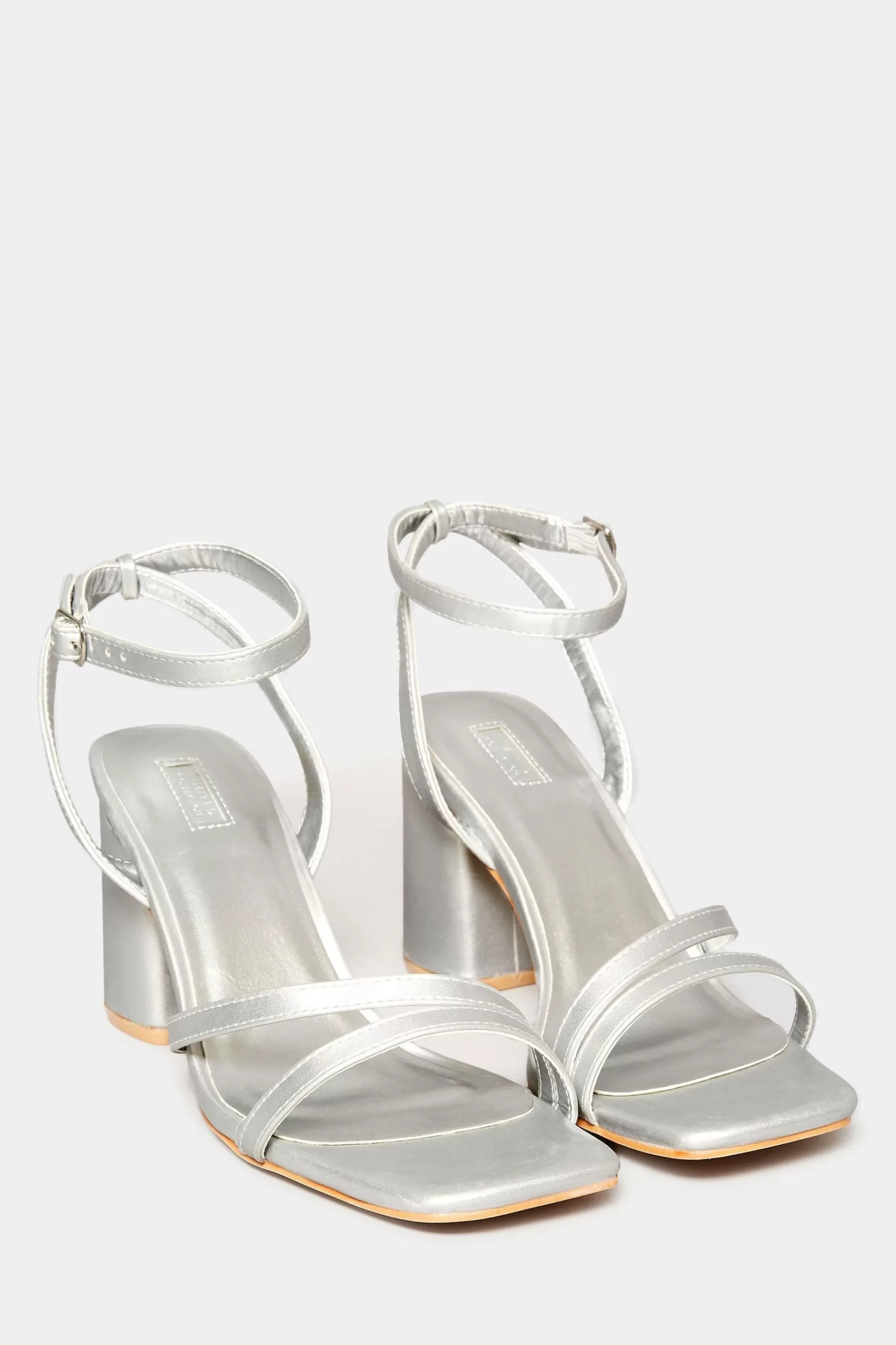 Yours Curve Sandals | Wide Fit Asymmetric Sandals Silver