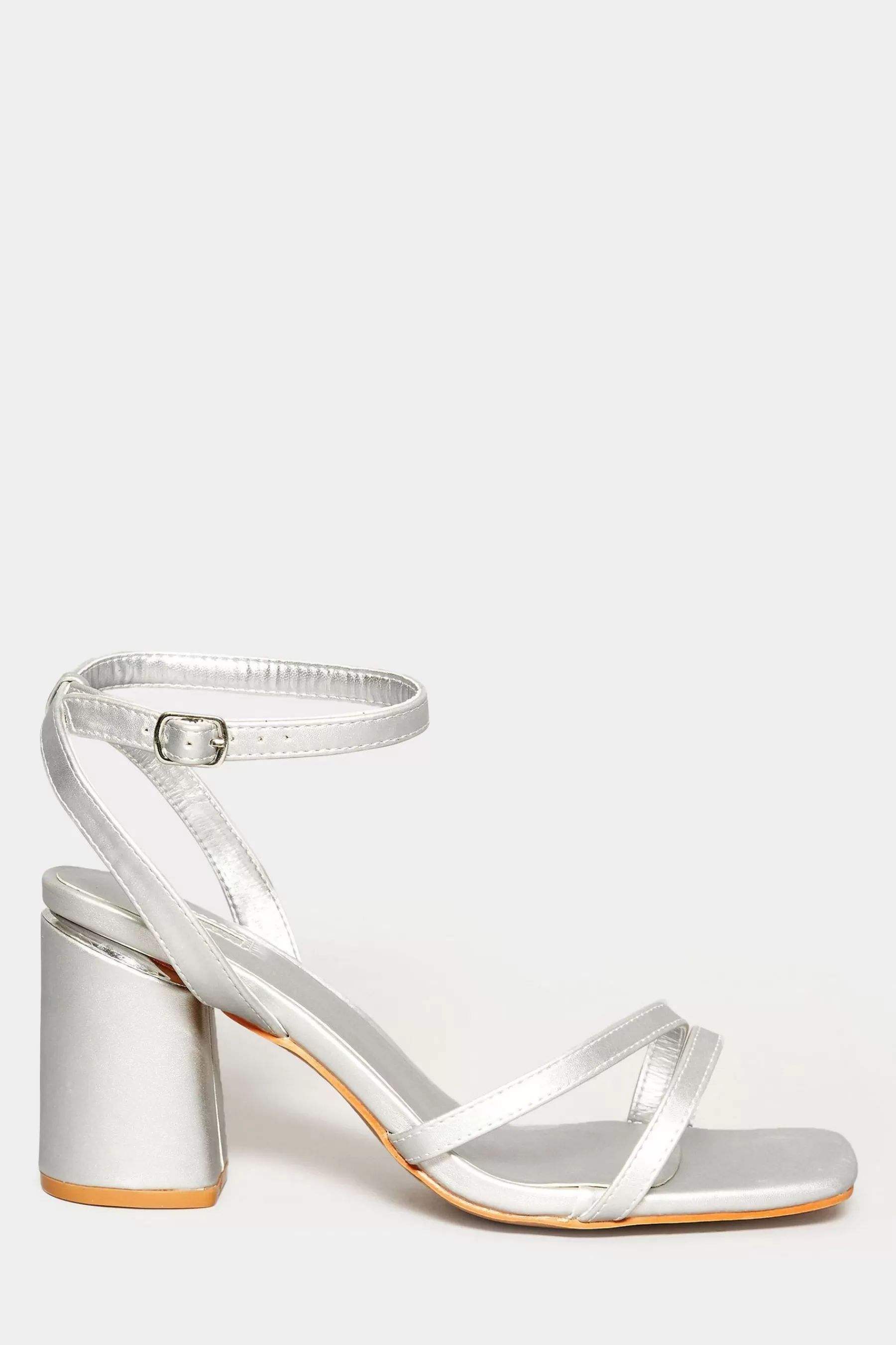 Yours Curve Sandals | Wide Fit Asymmetric Sandals Silver