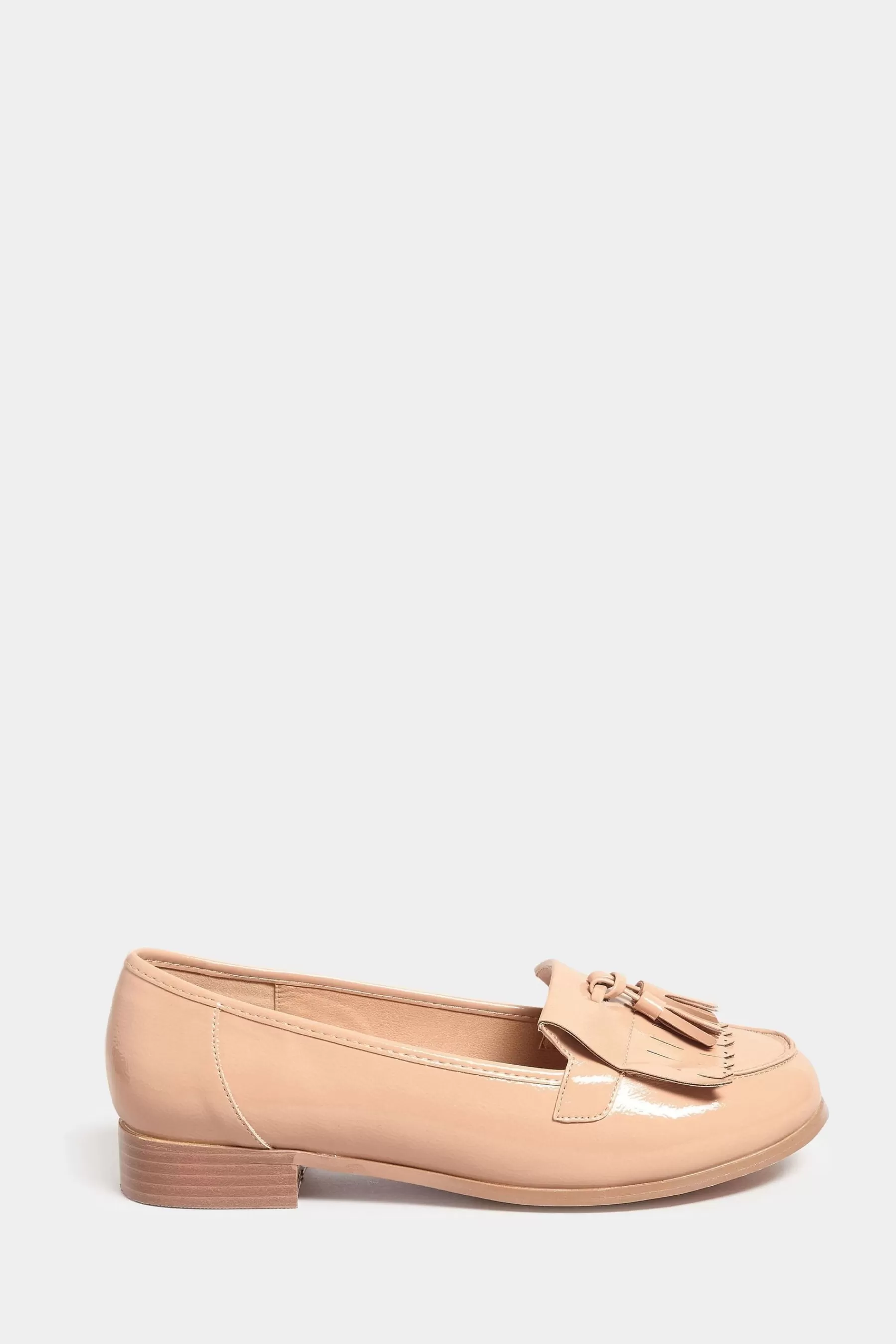 Yours Curve Flat- Wide Fit Patent Tassel Loafer Nude