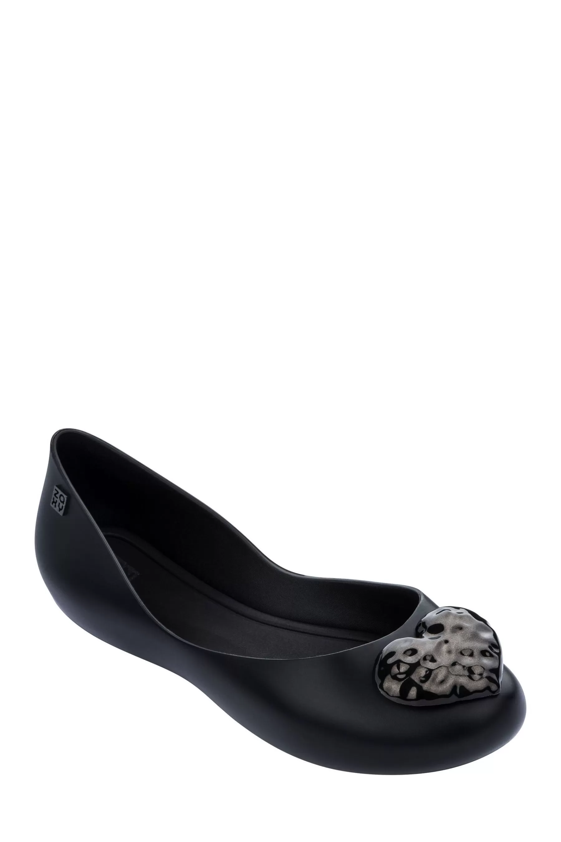 Zaxy Flat- Chrome Heart Pumps Black