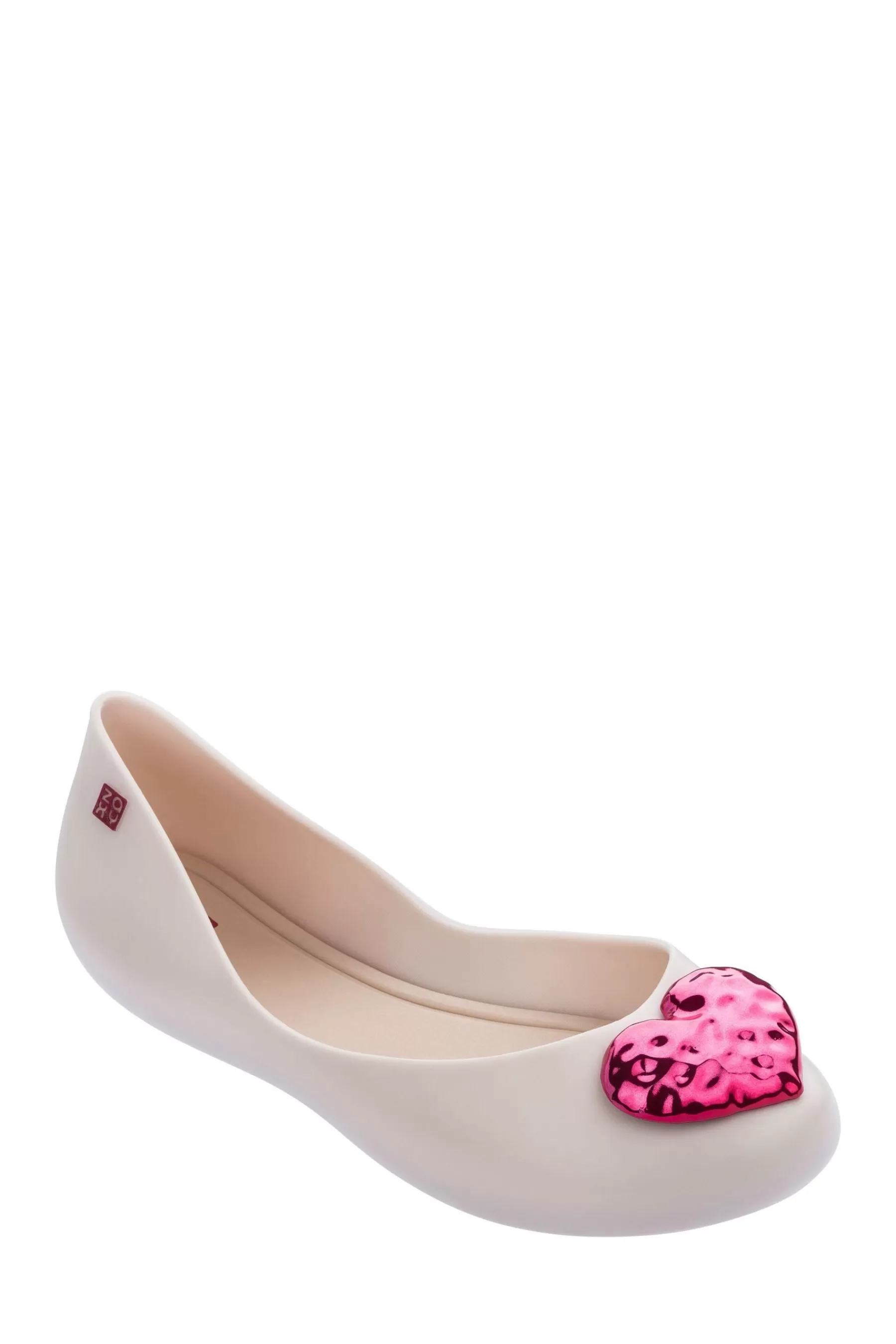 Zaxy Flat- Chrome Heart Pumps Cream