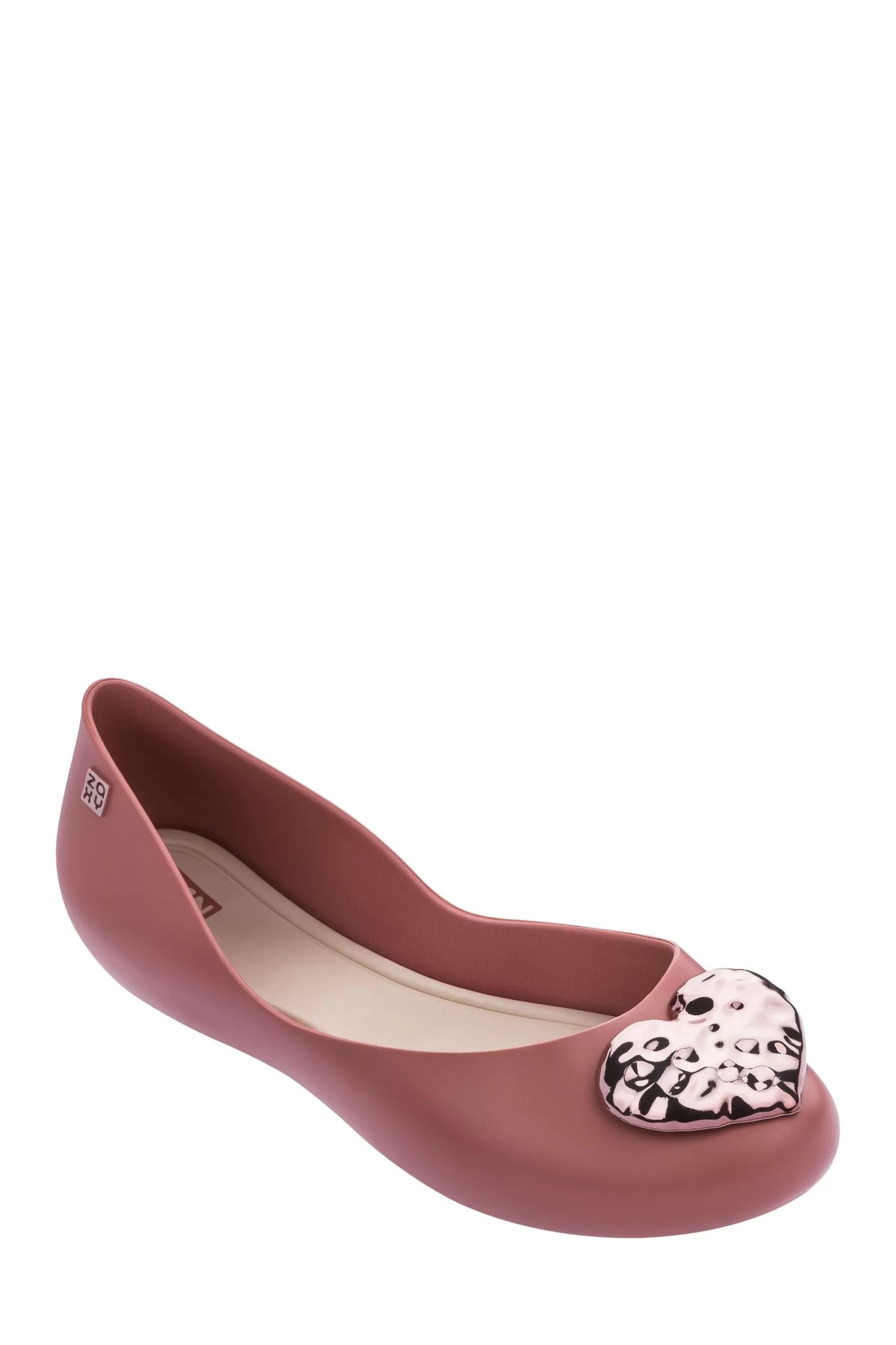 Zaxy Flat- Chrome Heart Pumps Pink