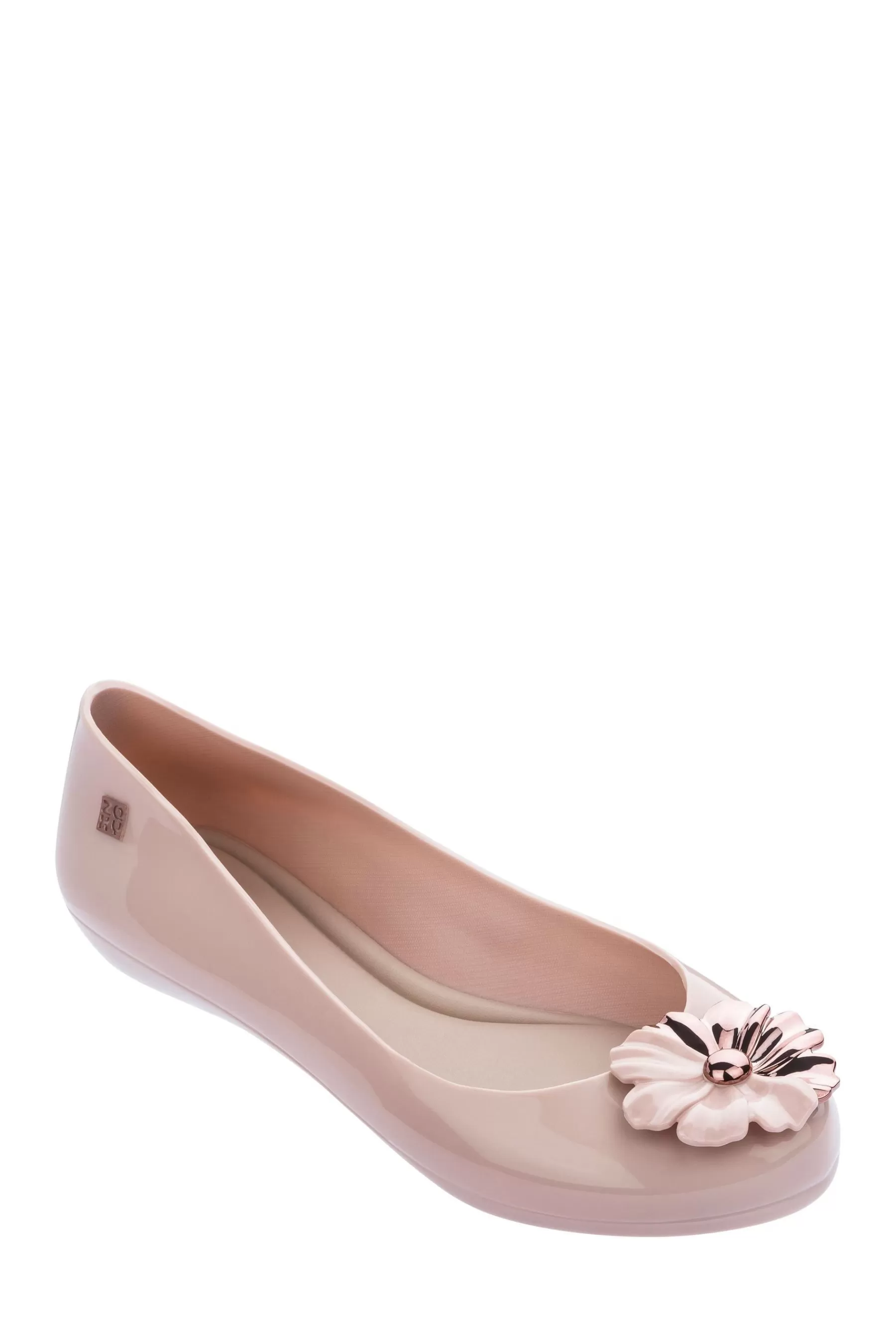 Zaxy Flat- Metallic Flower Pumps Pink